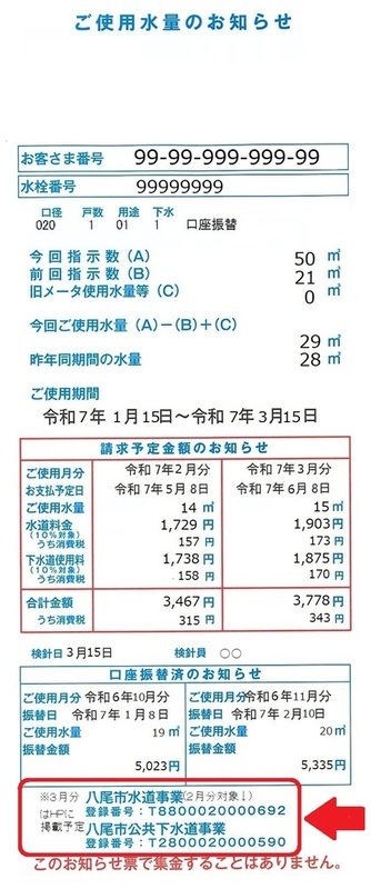 ご使用水量のお知らせ